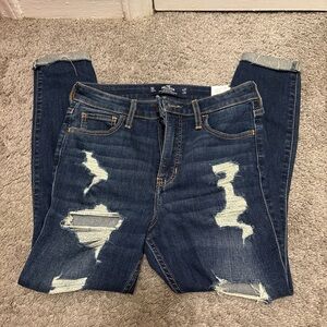 Hollister Dark Blue Distressed Skinny Jeans